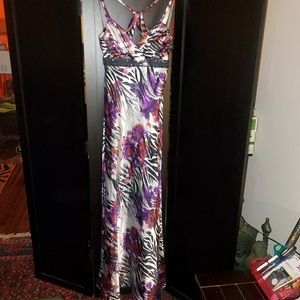 NWOT Gorgeous Formal Gown Beaded Zebra Floral Sz5